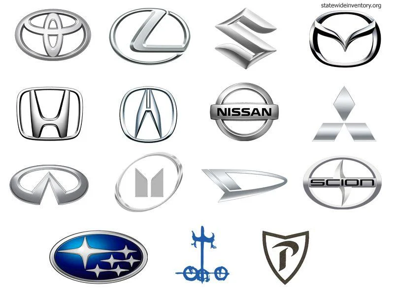 Japanese car manufacturer logos including Toyota, Honda, and Nissan